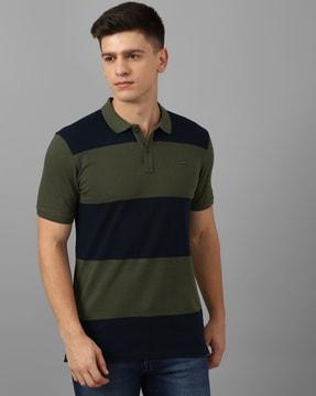 men striped slim fit polo t-shirt