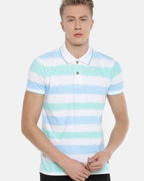 men striped slim fit polo t-shirt