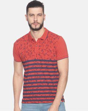 men striped slim fit polo t-shirt