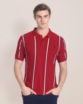 men striped slim fit polo t-shirt