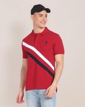 men striped slim fit polo t-shirt