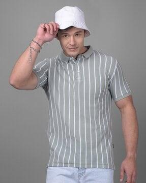 men striped slim fit polo t-shirt