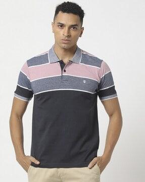 men striped slim fit polo t-shirt