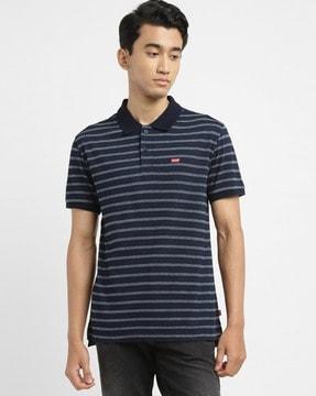 men striped slim fit polo t-shirt