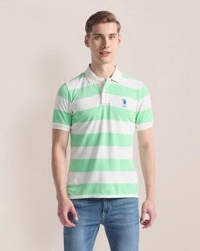 men striped slim fit polo t-shirt