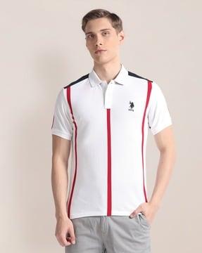 men striped slim fit polo t-shirt