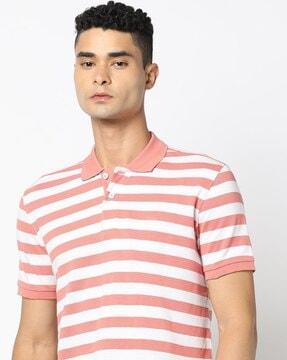 men striped slim fit polo t-shirt