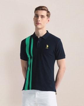 men striped slim fit polo t-shirt