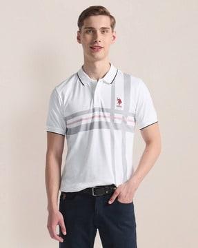 men striped slim fit polo t-shirt