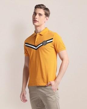 men striped slim fit polo t-shirt