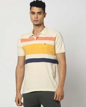 men striped slim fit polo t-shirt