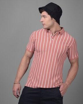 men striped slim fit polo t-shirt