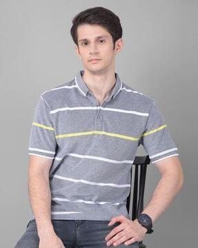 men striped slim fit polo t-shirt