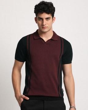 men striped slim fit polo t-shirt