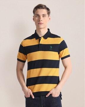 men striped slim fit polo t-shirt