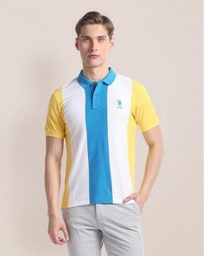 men striped slim fit polo t-shirt