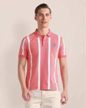 men striped slim fit polo t-shirt