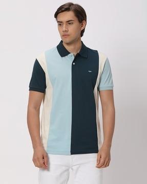 men striped slim fit polo t-shirt