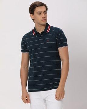 men striped slim fit polo t-shirt