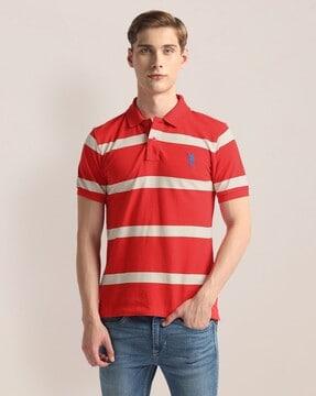 men striped slim fit polo t-shirt