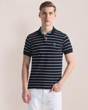 men striped slim fit polo t-shirt