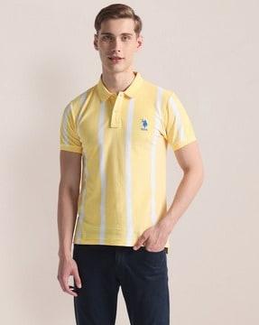 men striped slim fit polo t-shirt