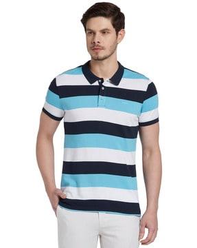 men striped slim fit polo t-shirt