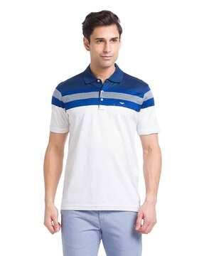 men striped slim fit polo t-shirt