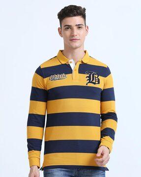 men striped slim fit polo t-shirt