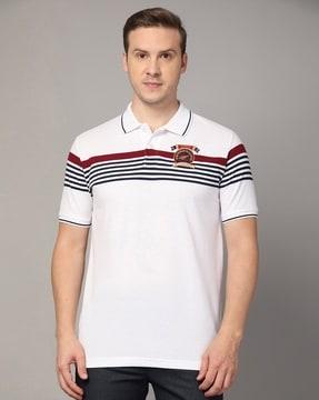 men striped slim fit polo t-shirt