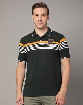 men striped slim fit polo t-shirt