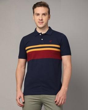 men striped slim fit polo t-shirt