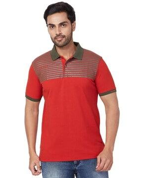 men striped slim fit polo t-shirt