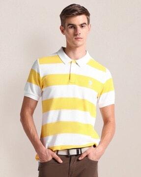 men striped slim fit polo t-shirt