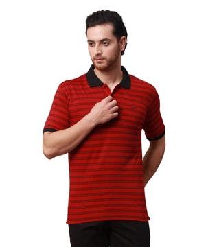 men striped slim fit polo t-shirt