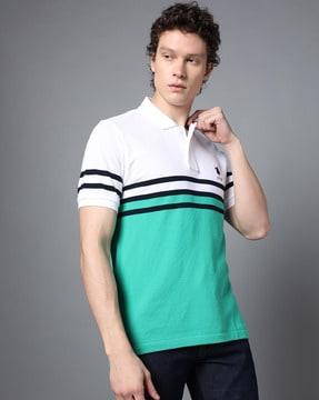 men striped slim fit polo t-shirt