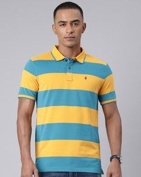 men striped slim fit polo t-shirt