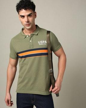 men striped slim fit polo t-shirt