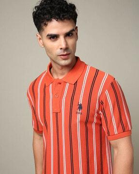 men striped slim fit polo t-shirt