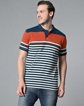 men striped slim fit polo t-shirt