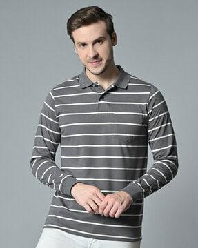 men striped slim fit polo t-shirt