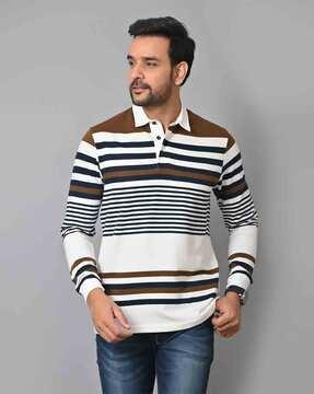 men striped slim fit polo t-shirt