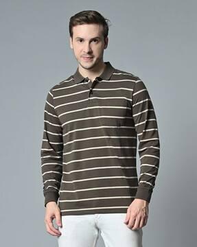 men striped slim fit polo t-shirt