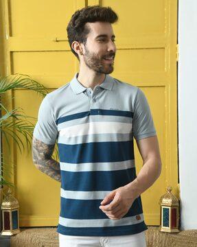 men striped slim fit polo t-shirt