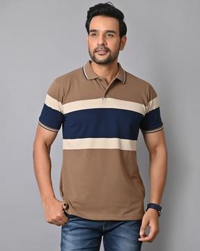 men striped slim fit polo t-shirt