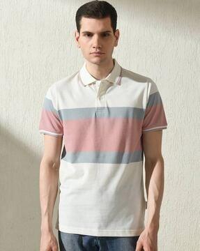 men striped slim fit polo t-shirt