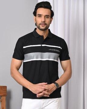 men striped slim fit polo t-shirt