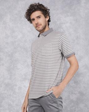 men striped slim fit polo t-shirt