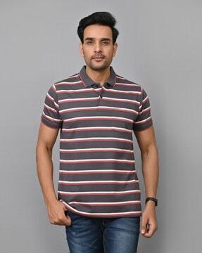 men striped slim fit polo t-shirt