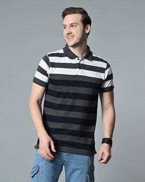 men striped slim fit polo t-shirt